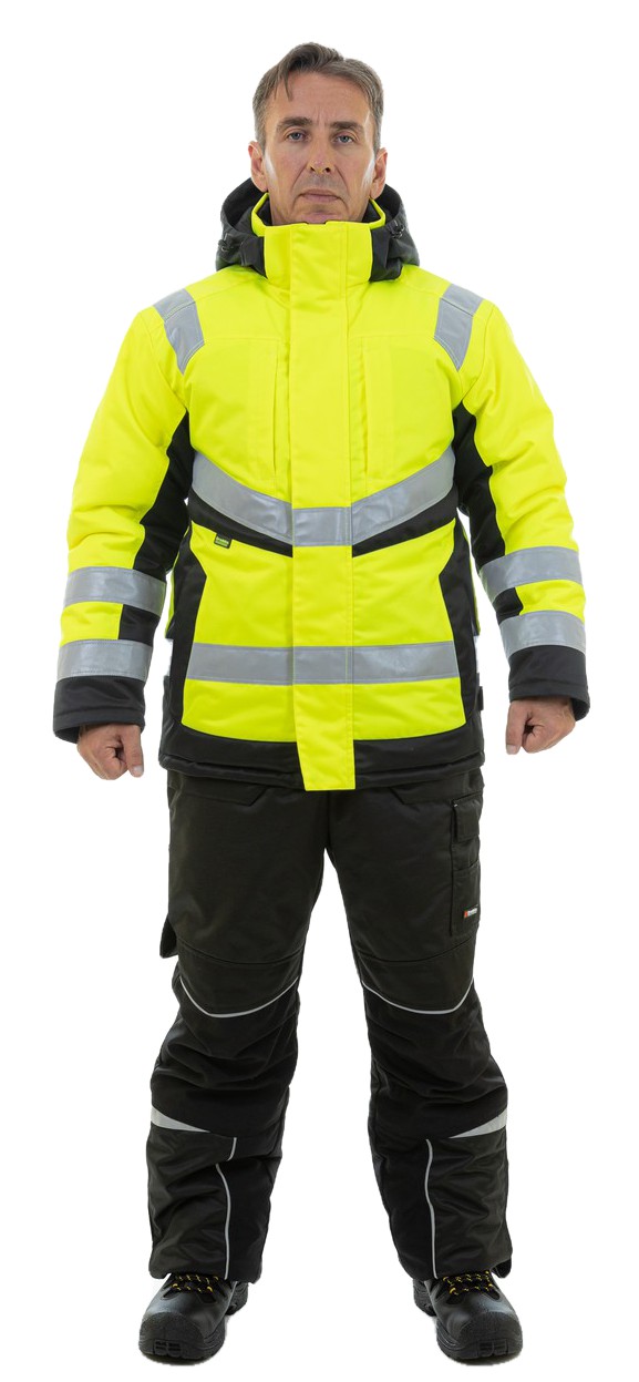 Зимняя сигнальная куртка BRODEKS KW216, желтый/черный