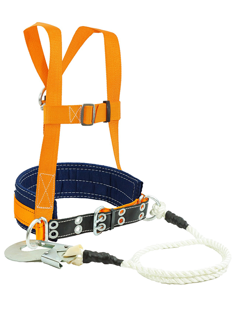 Пояс предохранительный строительный с наплечными лямками, строп канат, р-р M