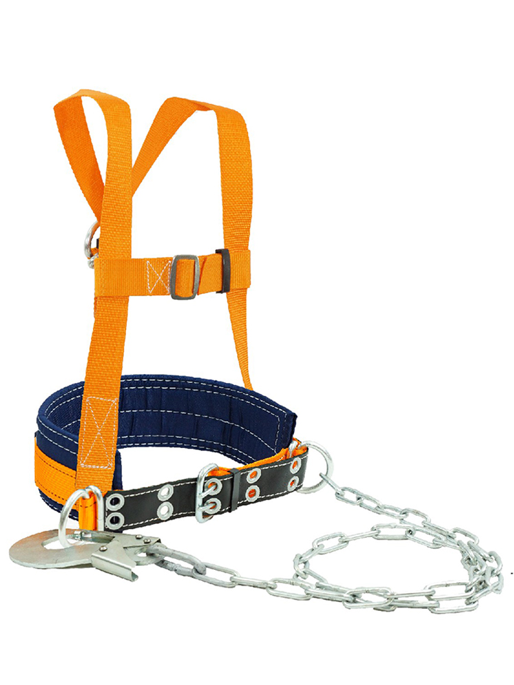 Пояс предохранительный строительный с наплечными лямками, строп цепь