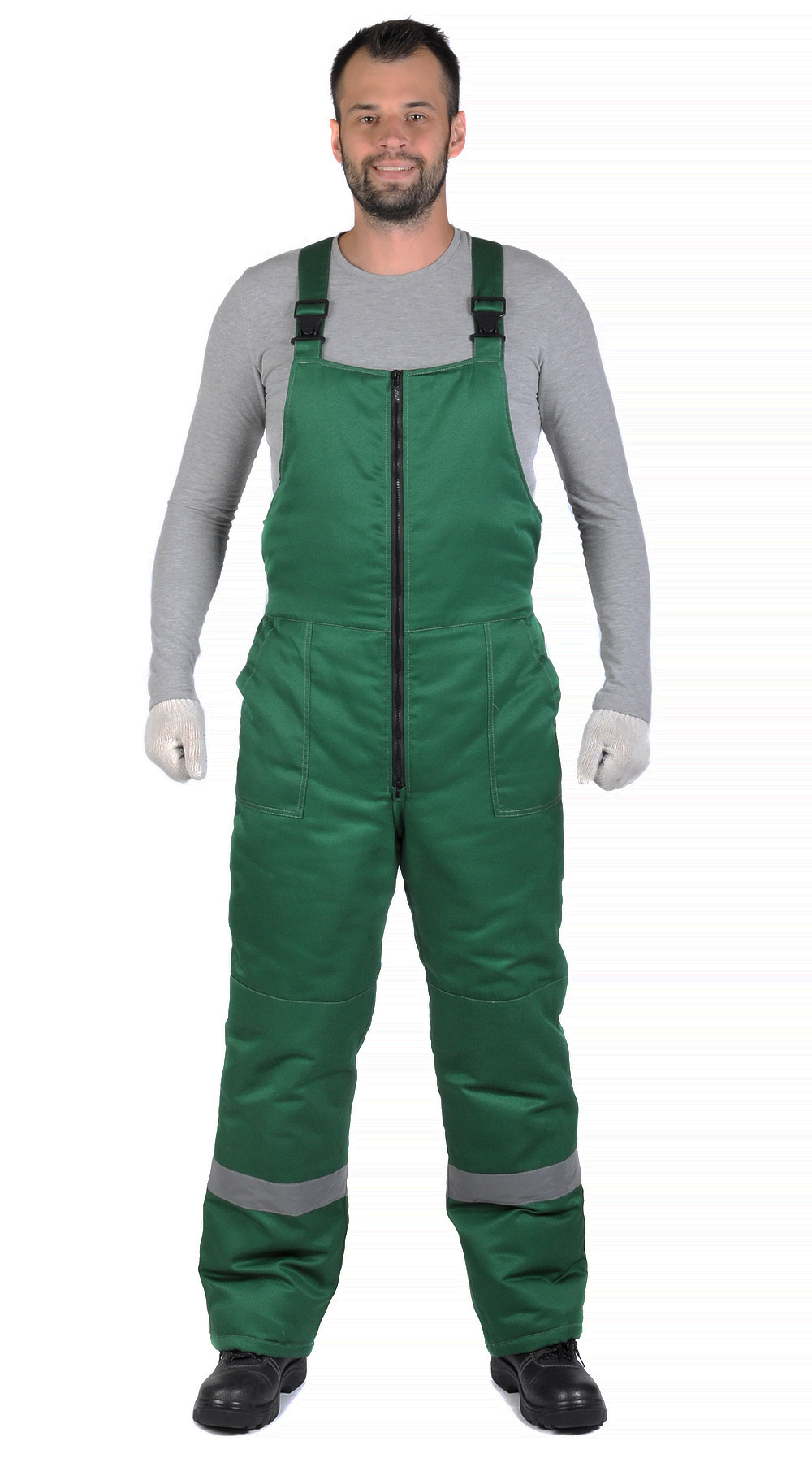 Костюм рабочий мужской утепленный зимний RONTA KS242 с полукомбинезоном темно-зеленый, лаймовый