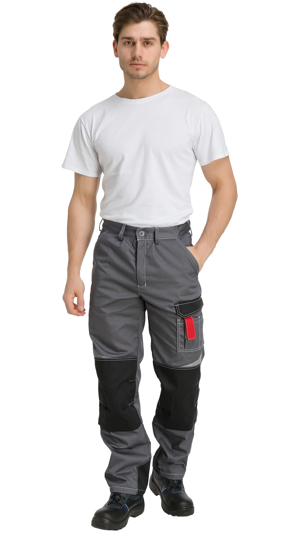 Брюки рабочие мужские летние RONTA BR206 темно-серые, черные, красные