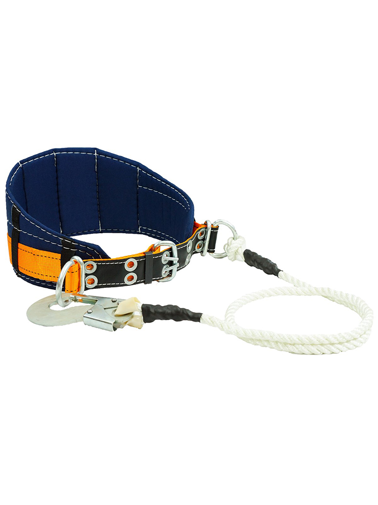 Пояс предохранительный строительный с уширенным кушаком, строп канат