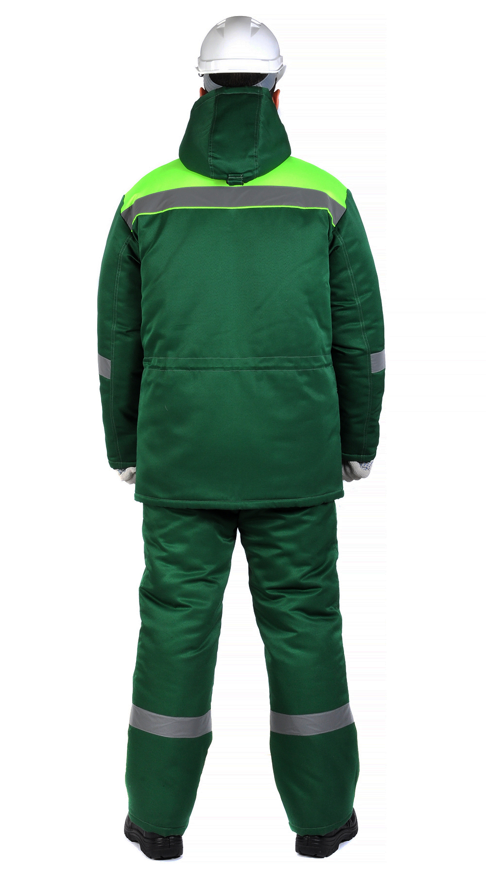 Костюм рабочий мужской утепленный зимний RONTA KS242 с полукомбинезоном темно-зеленый, лаймовый