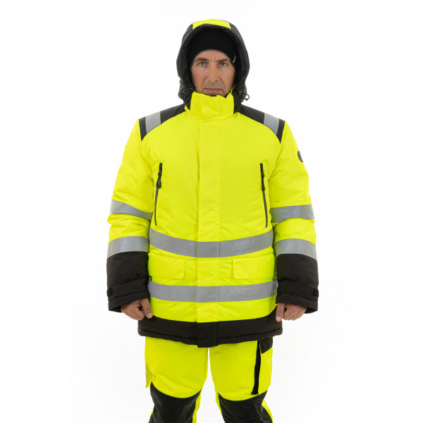 Зимняя сигнальная куртка-парка BRODEKS KW217, желтый/черный 