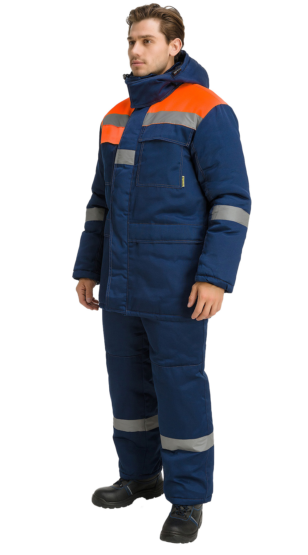 Костюм рабочий мужской утепленный зимний RONTA KS241 темно-синий, оранжевый