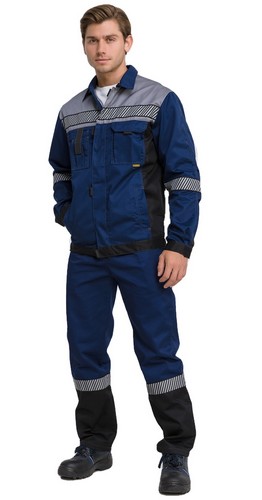 Костюм рабочий мужской летний RONTA KS261 с брюками темно-синий, серый, черный