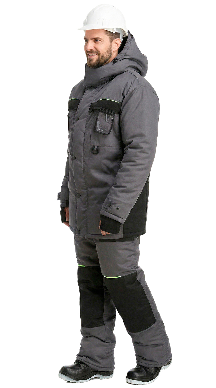 Куртка рабочая мужская зимняя утепленная RONTA KR920 темно-серая, черная, лаймовая