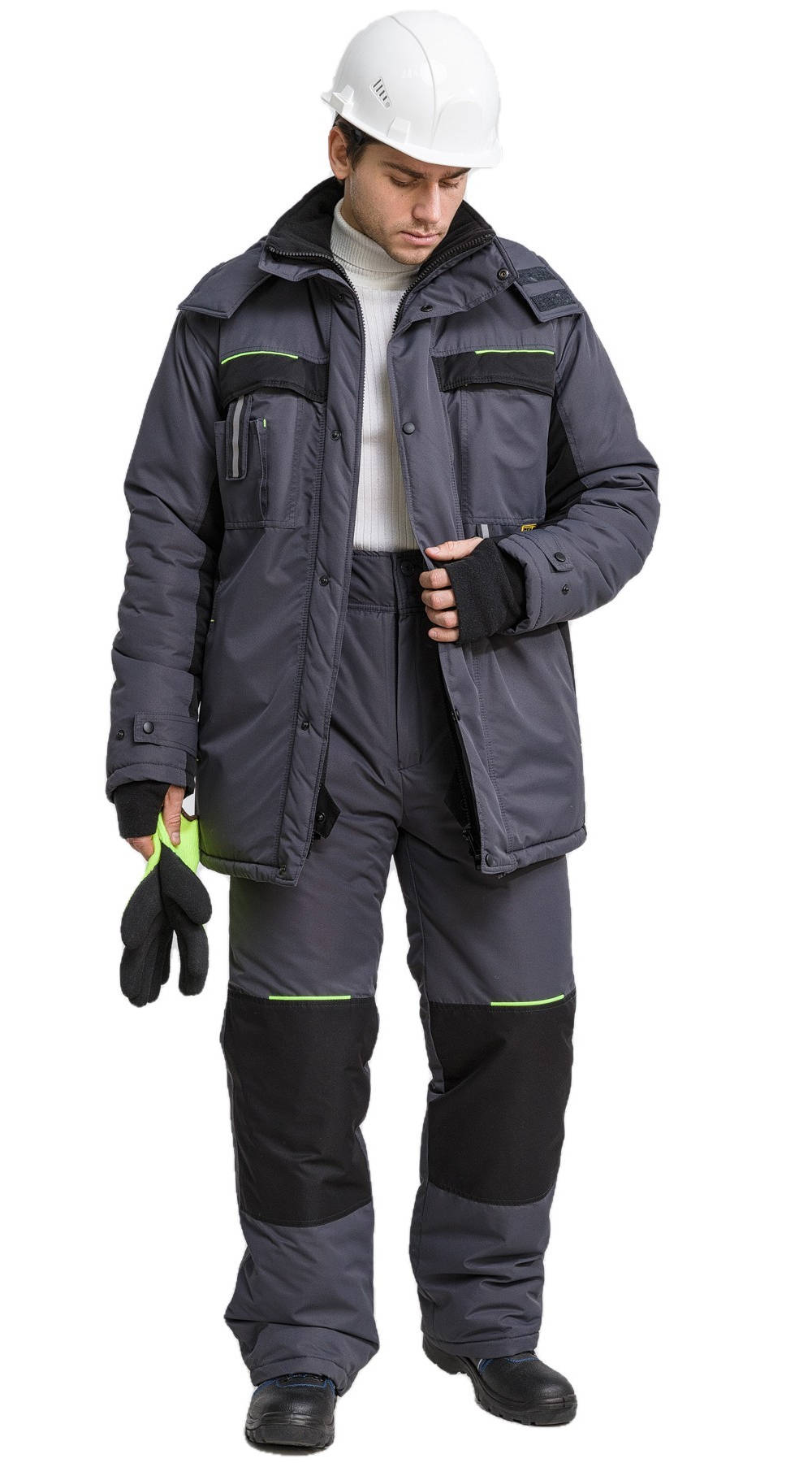 Костюм рабочий мужской утепленный зимний RONTA KS930 MEMBRANE (темно-серый/черный/лаймовый) Костюм рабочий мужской утепленный зимний RONTA KS930 MEMBRANE (темно-серый/черный/лаймовый)