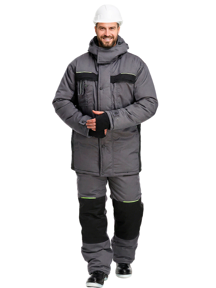 Куртка рабочая мужская зимняя утепленная RONTA KR920 темно-серая, черная, лаймовая