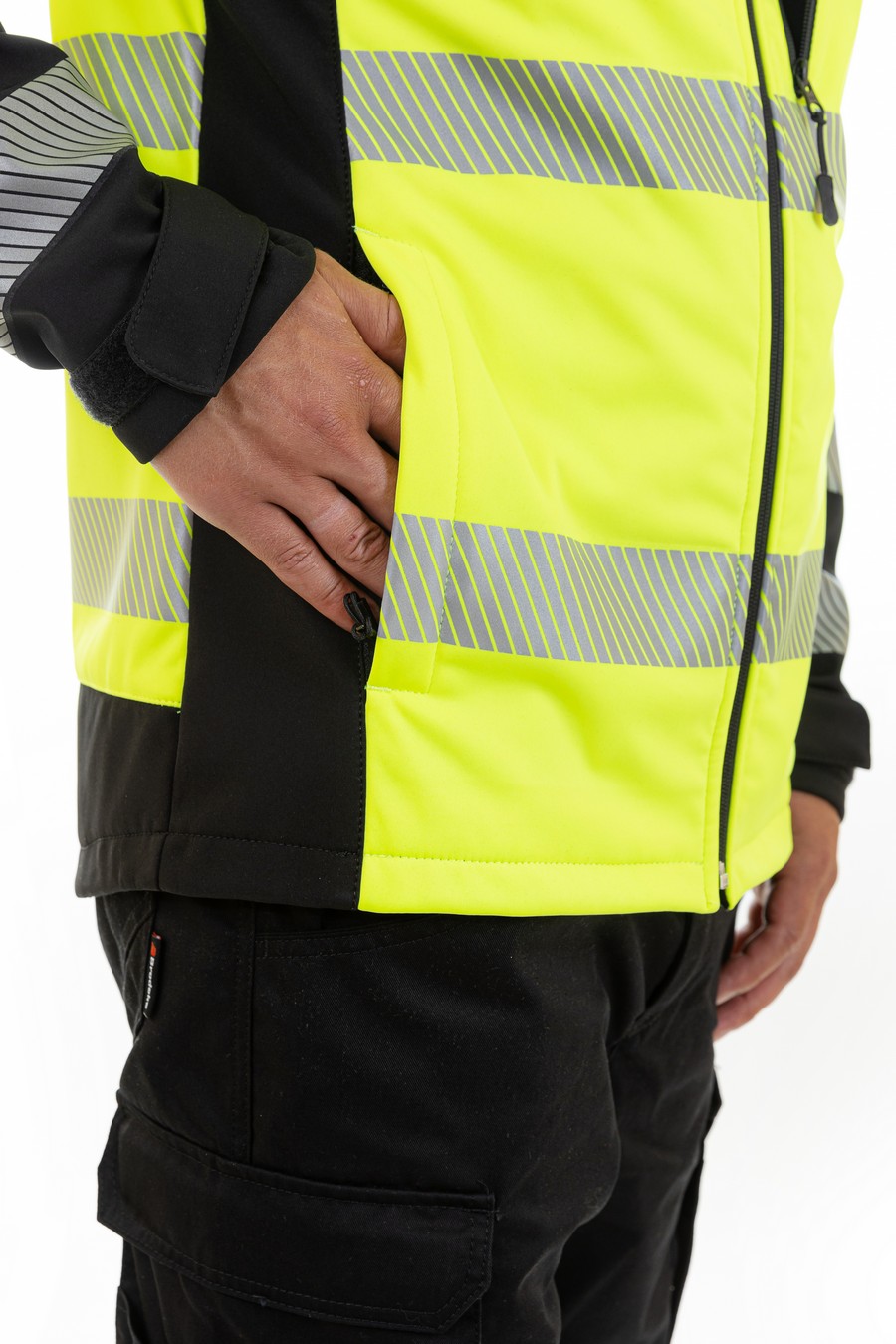 Сигнальная куртка-софтшелл BRODEKS KS227, желтый/черный