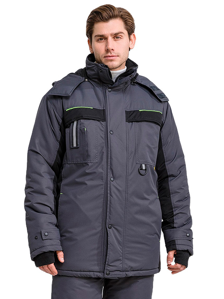 Куртка рабочая мужская зимняя утепленная RONTA KR930 MEMBRANE темно-серая, черная, лаймовая