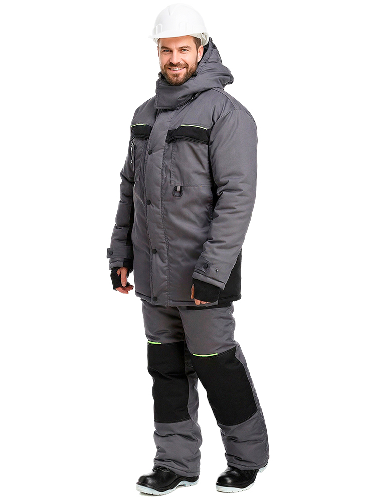 Куртка рабочая мужская зимняя утепленная RONTA KR920 темно-серая, черная, лаймовая