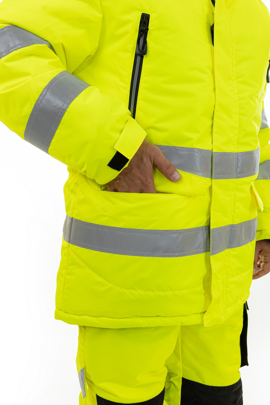 Зимняя сигнальная куртка-парка BRODEKS KW220, желтый/черный