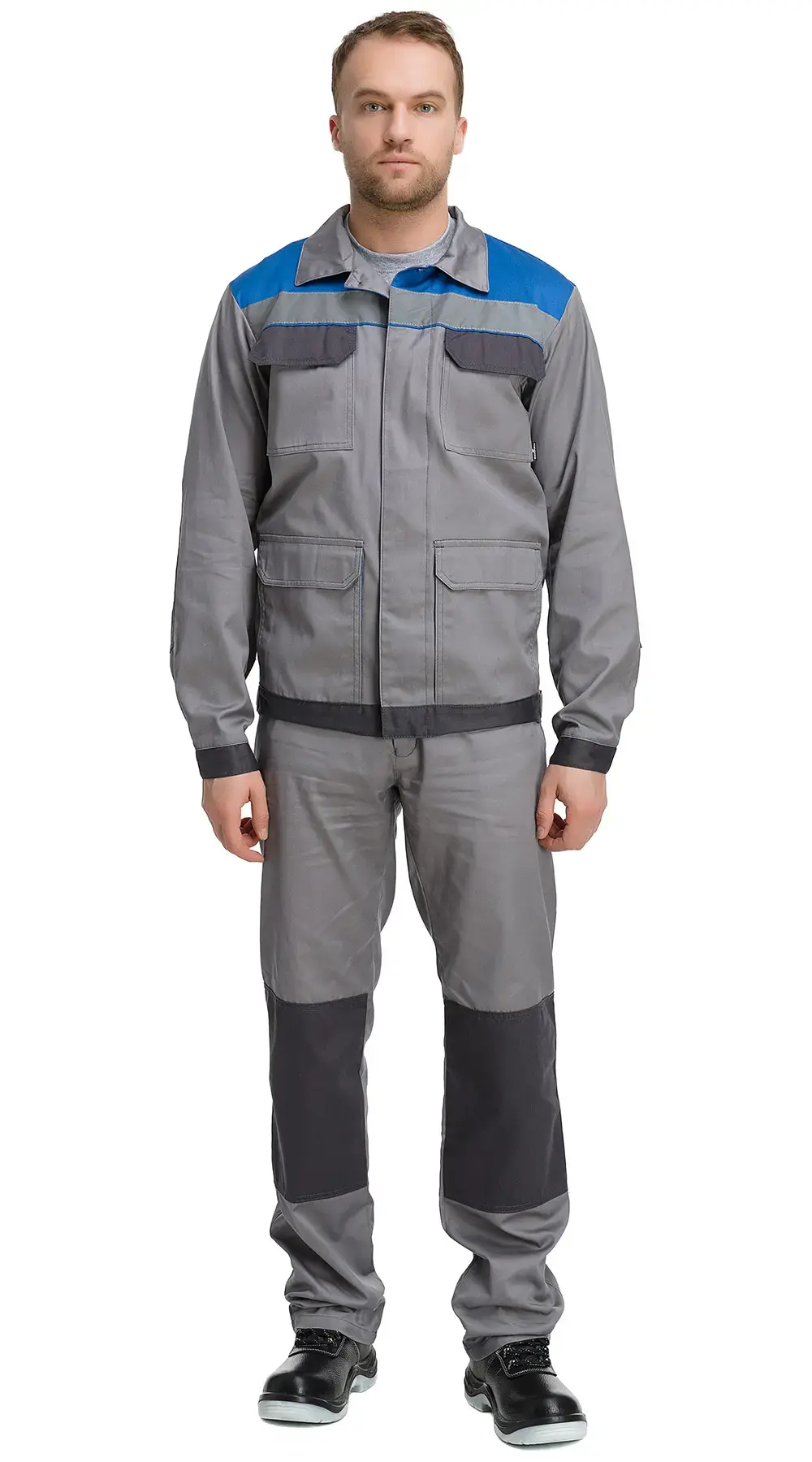 Костюм мужской летний Техноавиа "Сахара" с брюками светло-серый, васильковый