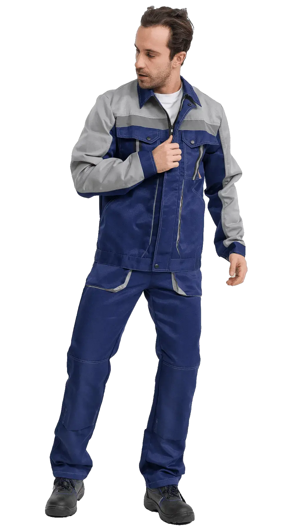 Костюм рабочий мужской летний RONTA KS818 с полукомбинезоном темно-синий, серый
