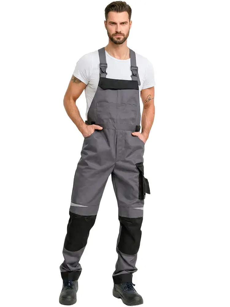 Полукомбинезон рабочий мужской летний RONTA PL210 темно-серый, черный