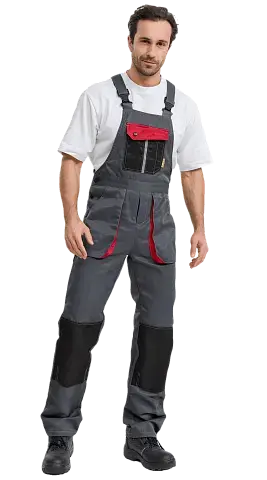 Полукомбинезон рабочий мужской летний RONTA PL818 темно-серый, черный, красный Полукомбинезон рабочий мужской летний RONTA PL818 темно-серый, черный, красный