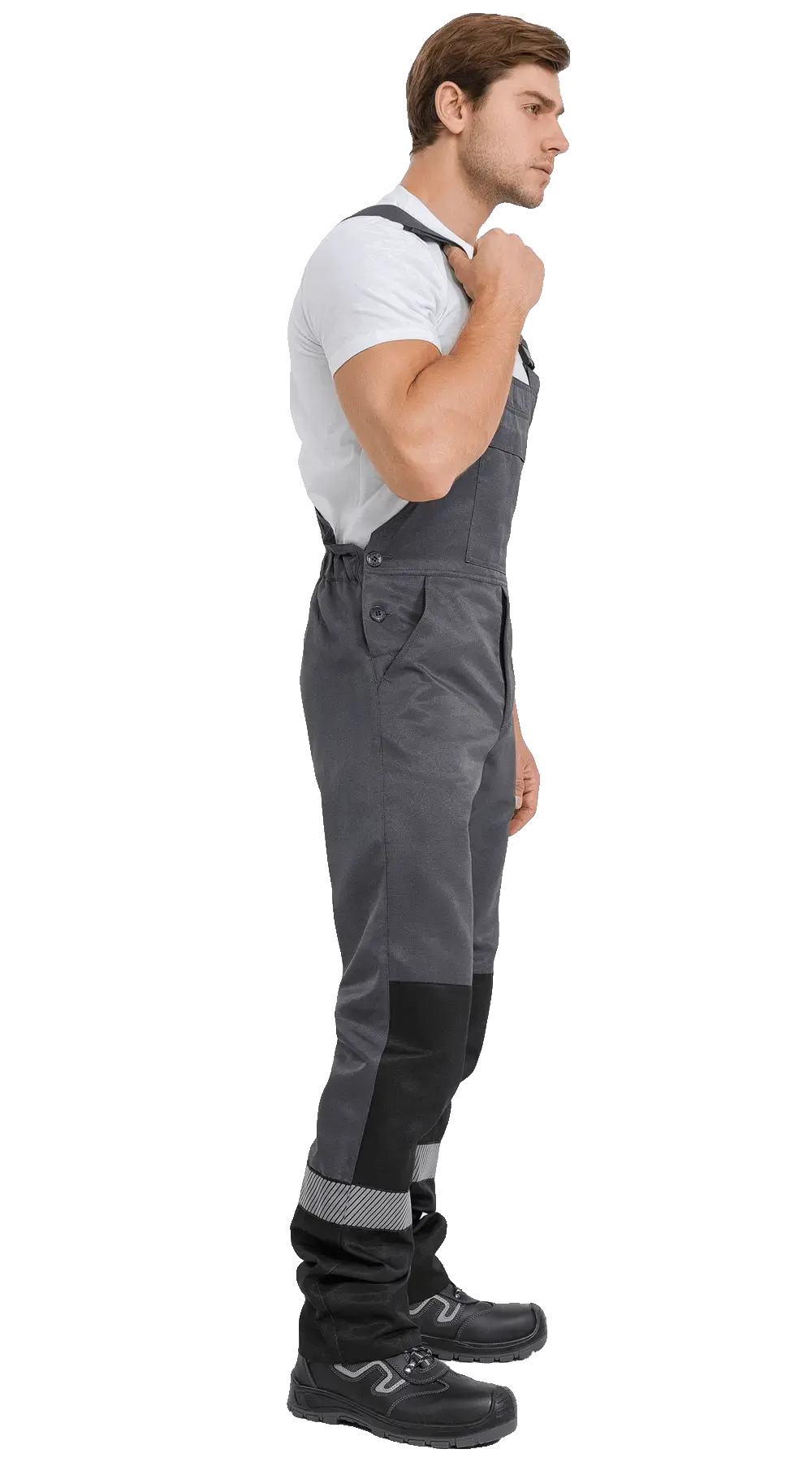 Костюм рабочий мужской летний RONTA KS812 с полукомбинезоном темно-серый, черный