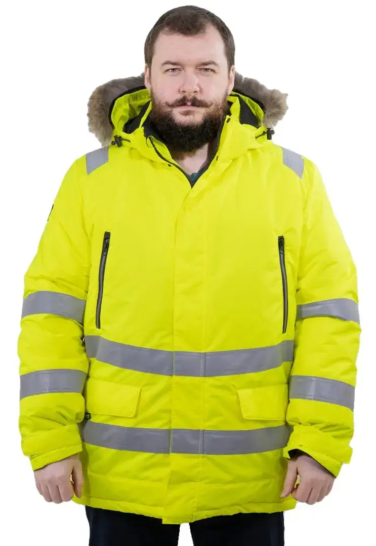 Зимняя сигнальная куртка-парка BRODEKS KW220 PLUS, желтый/черный