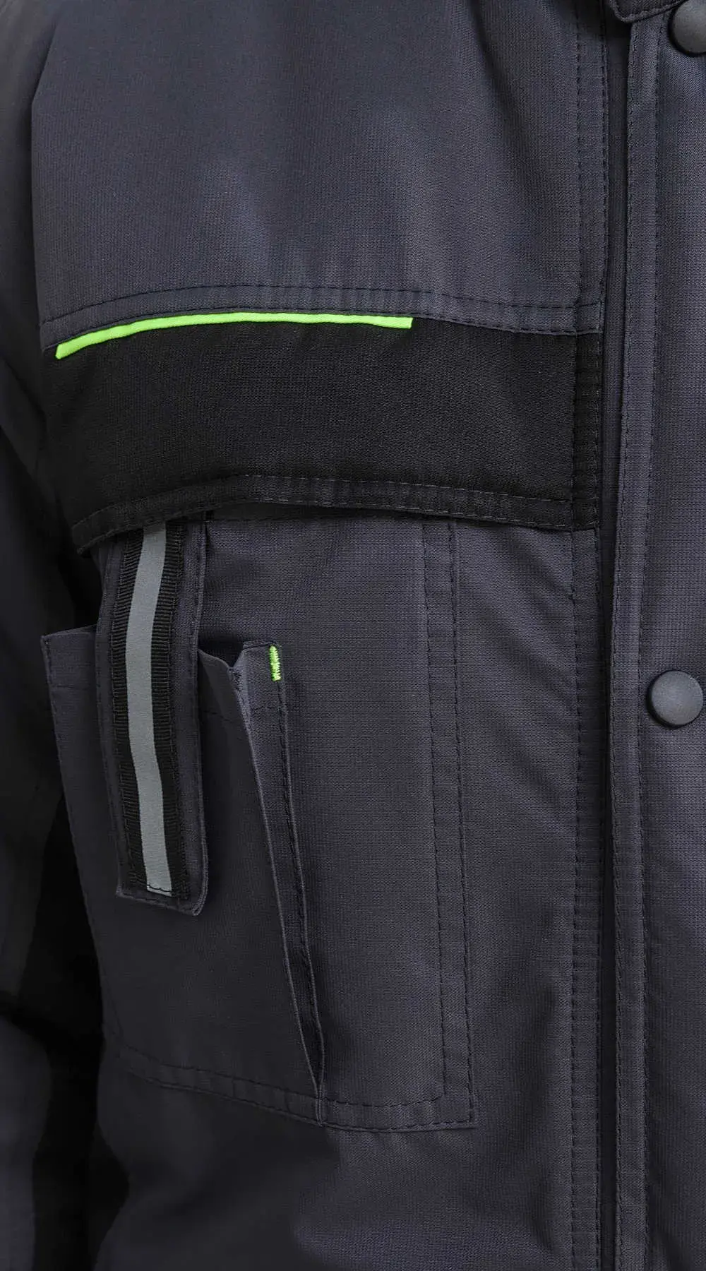 Костюм рабочий мужской утепленный зимний RONTA KS930 MEMBRANE темно-серый, черный, лаймовый