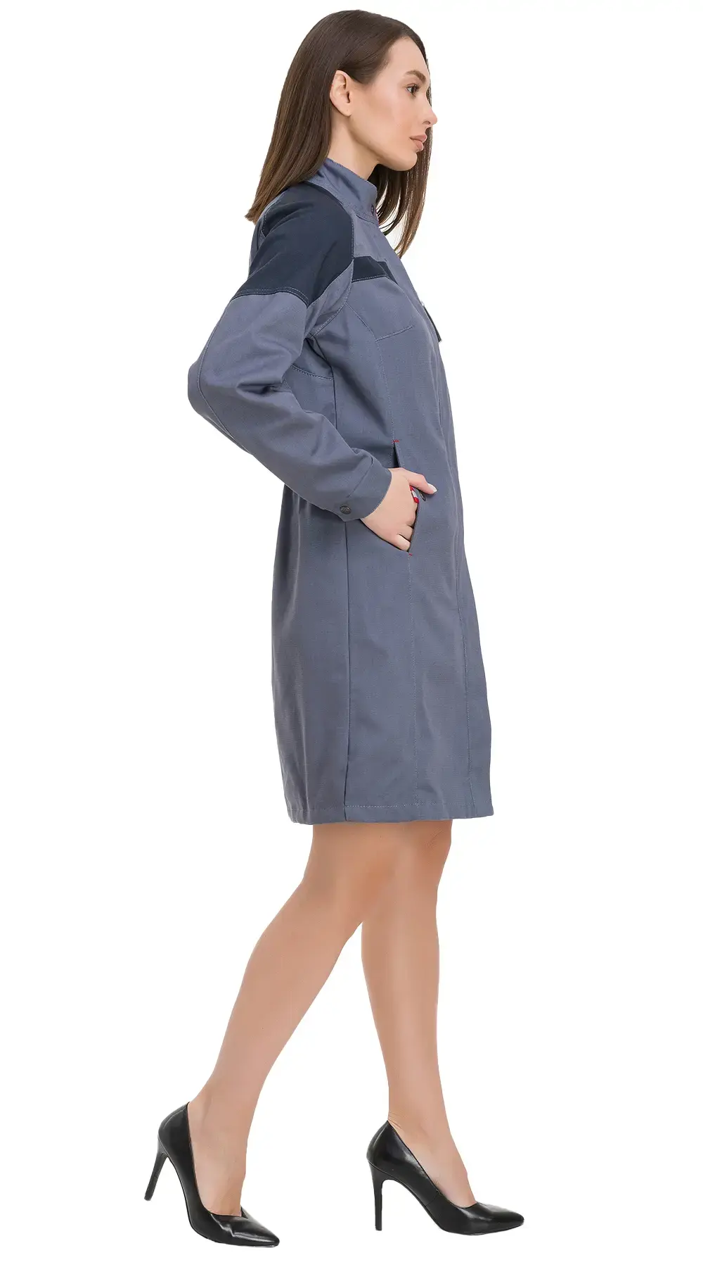 Халат женский летний "Леди Технолог" (светло-серый/темно-серый)