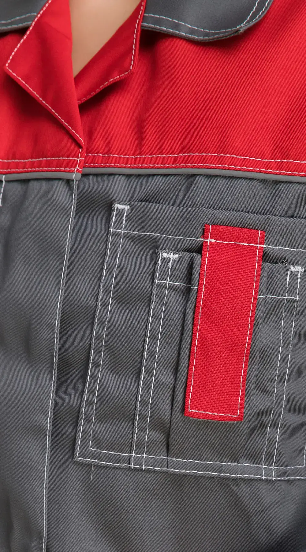 Халат рабочий женский летний RONTA HL101 темно-серый, красный