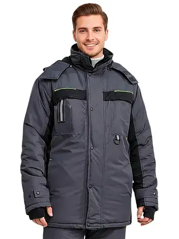 Куртка рабочая мужская зимняя утепленная RONTA KR930 MEMBRANE темно-серая, черная, лаймовая