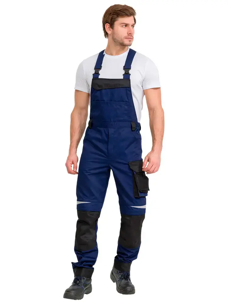 Полукомбинезон рабочий мужской летний RONTA PL210 темно-серый, черный