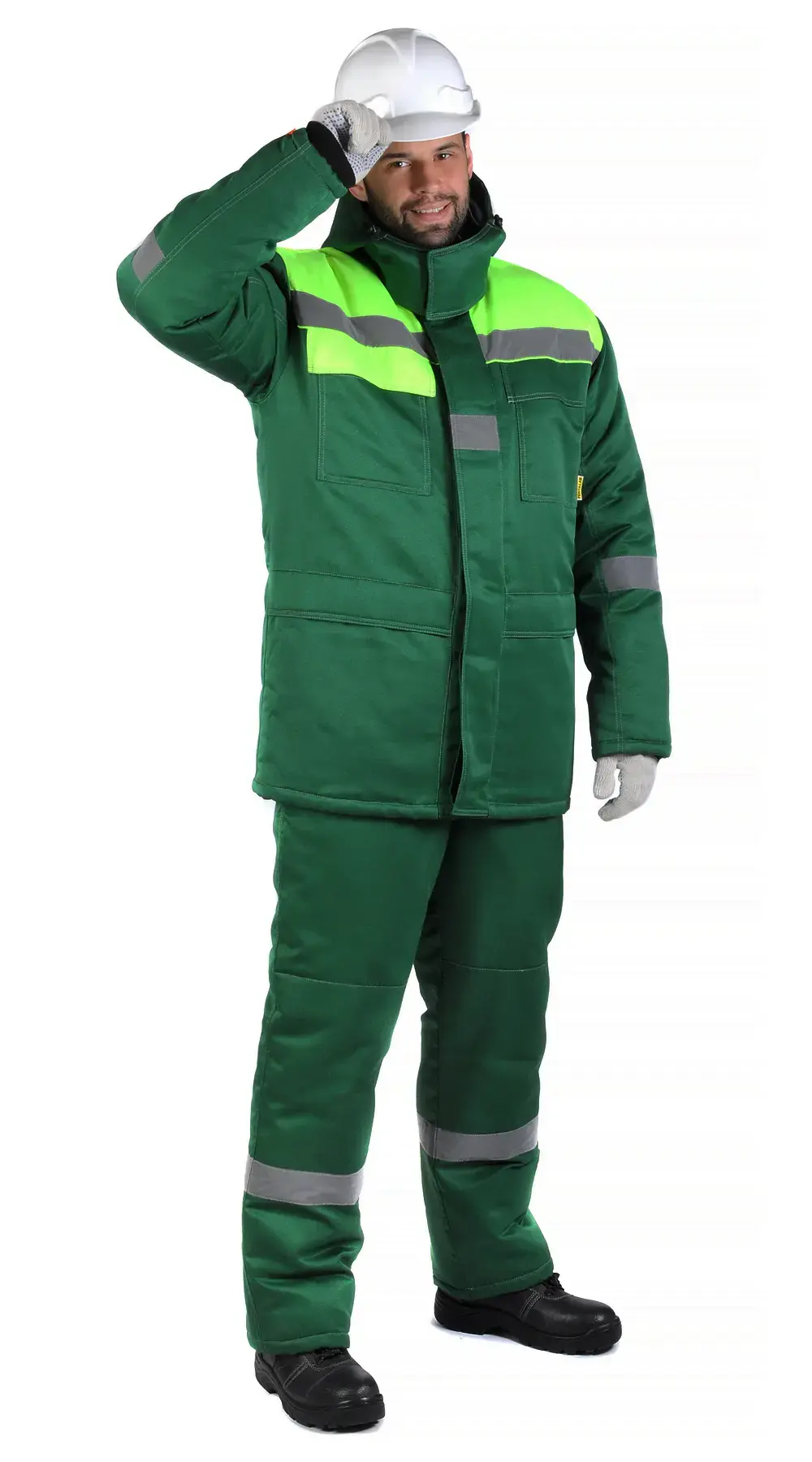 Костюм рабочий мужской утепленный зимний RONTA KS241 темно-зеленый, лаймовый
