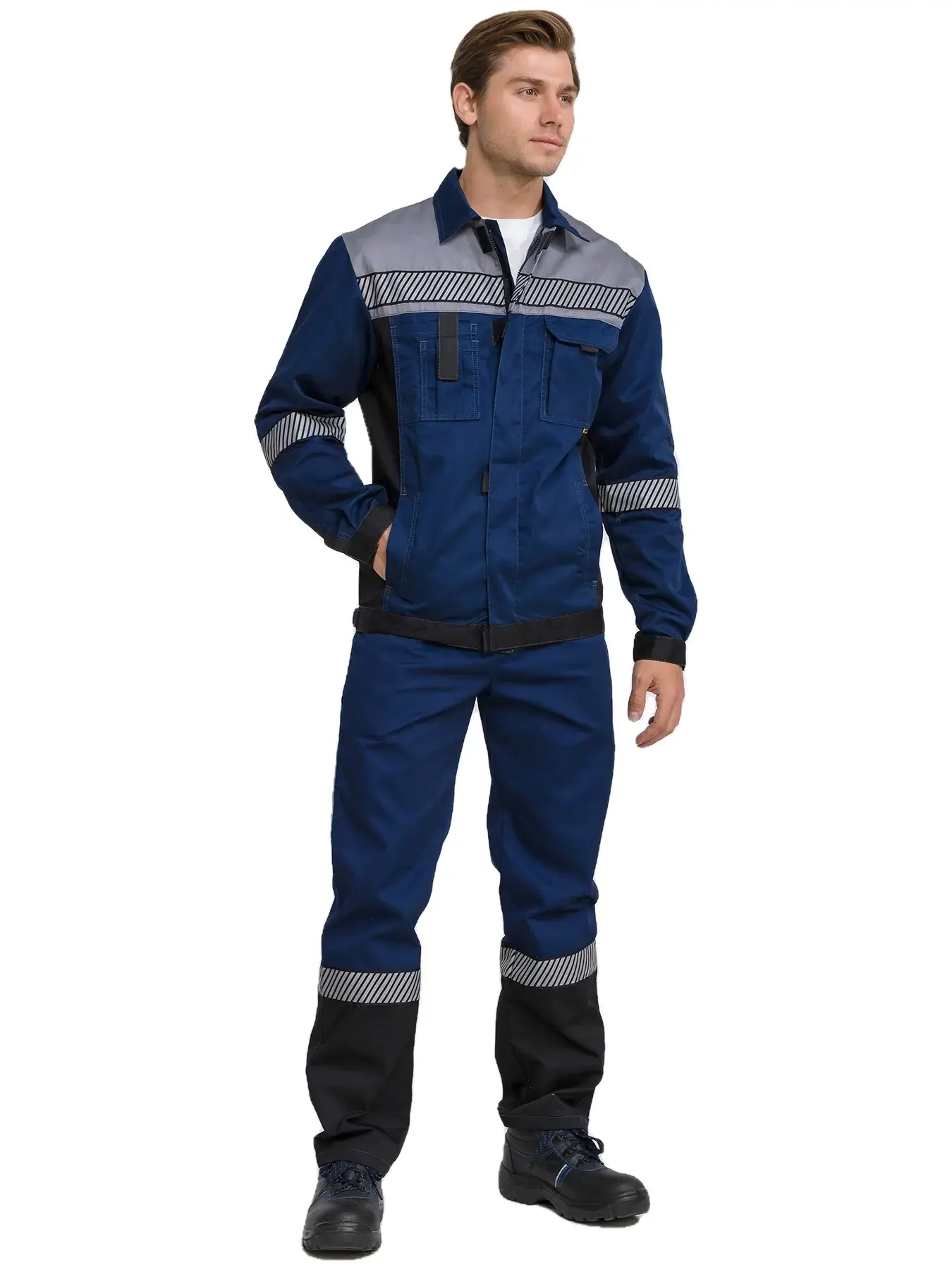 Костюм рабочий мужской летний RONTA KS261 с брюками темно-синий, серый, черный