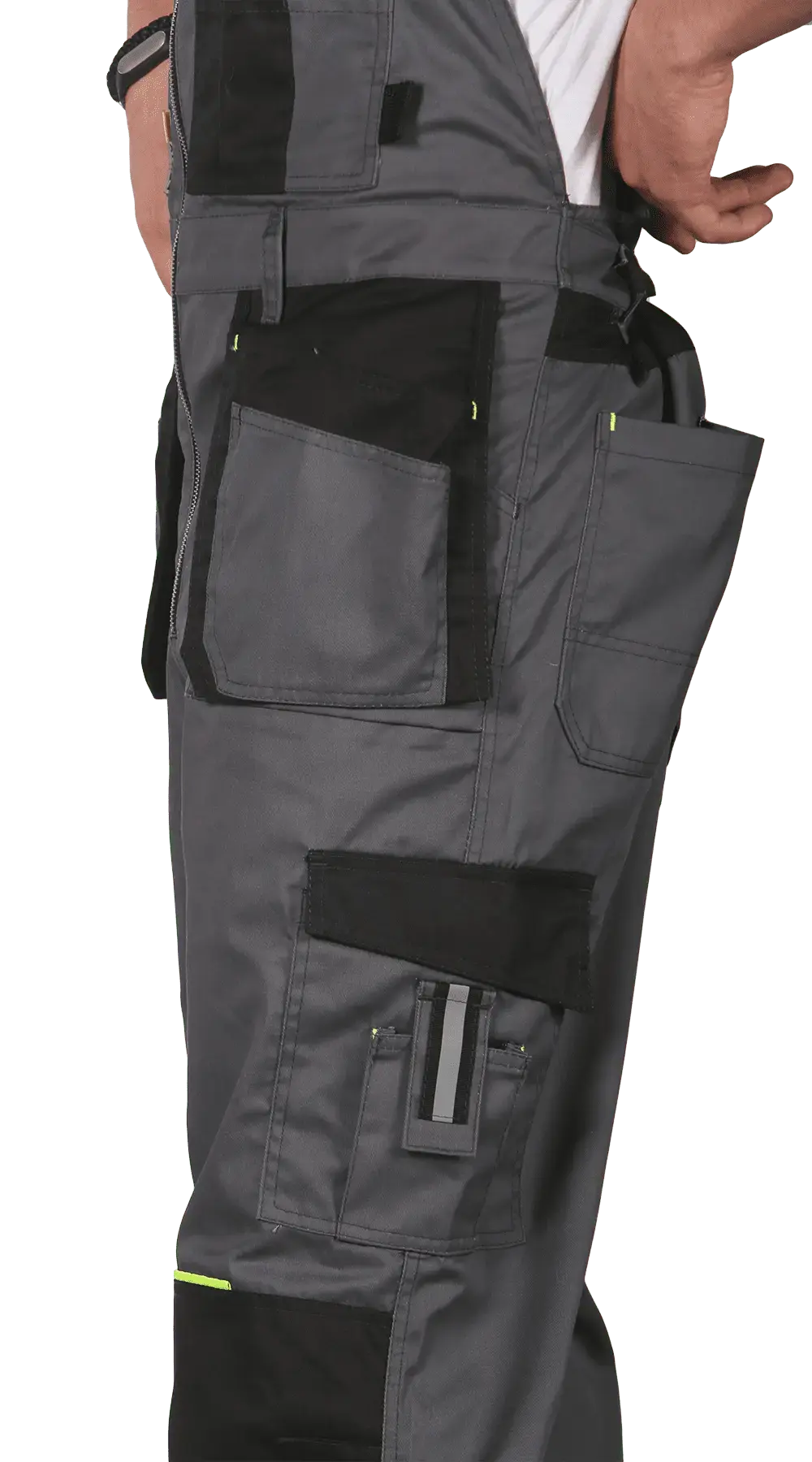 Полукомбинезон рабочий мужской летний RONTA PL205 темно-серый, черный, лаймовый