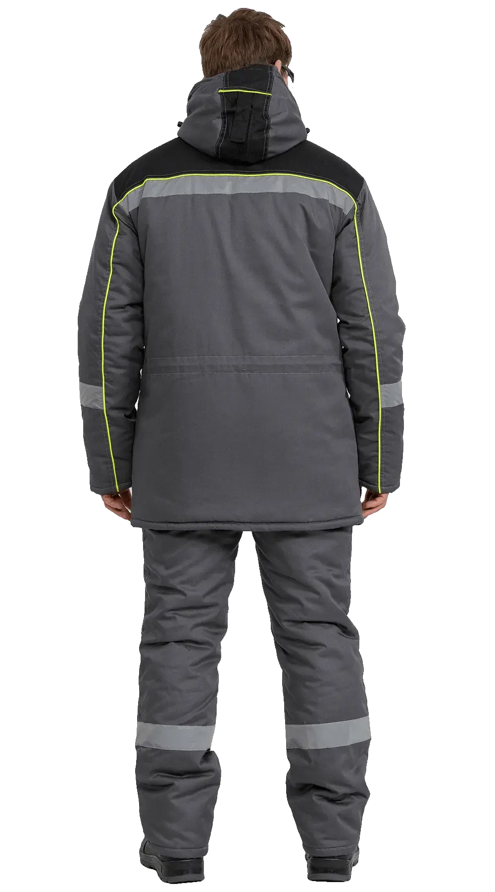 Костюм рабочий мужской утепленный зимний RONTA KS580 с полукомбинезоном т.серый, черный, лайм