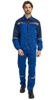 Костюм рабочий мужской летний RONTA KS591 с полукомбинезоном васильковый, темно-синий