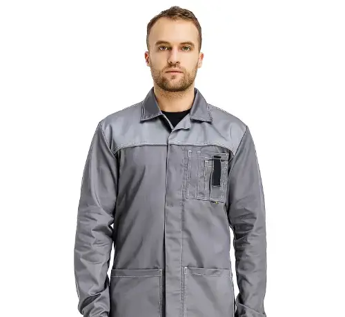 Халат рабочий мужской летний RONTA HL102 темно-серый, светло-серый/черный