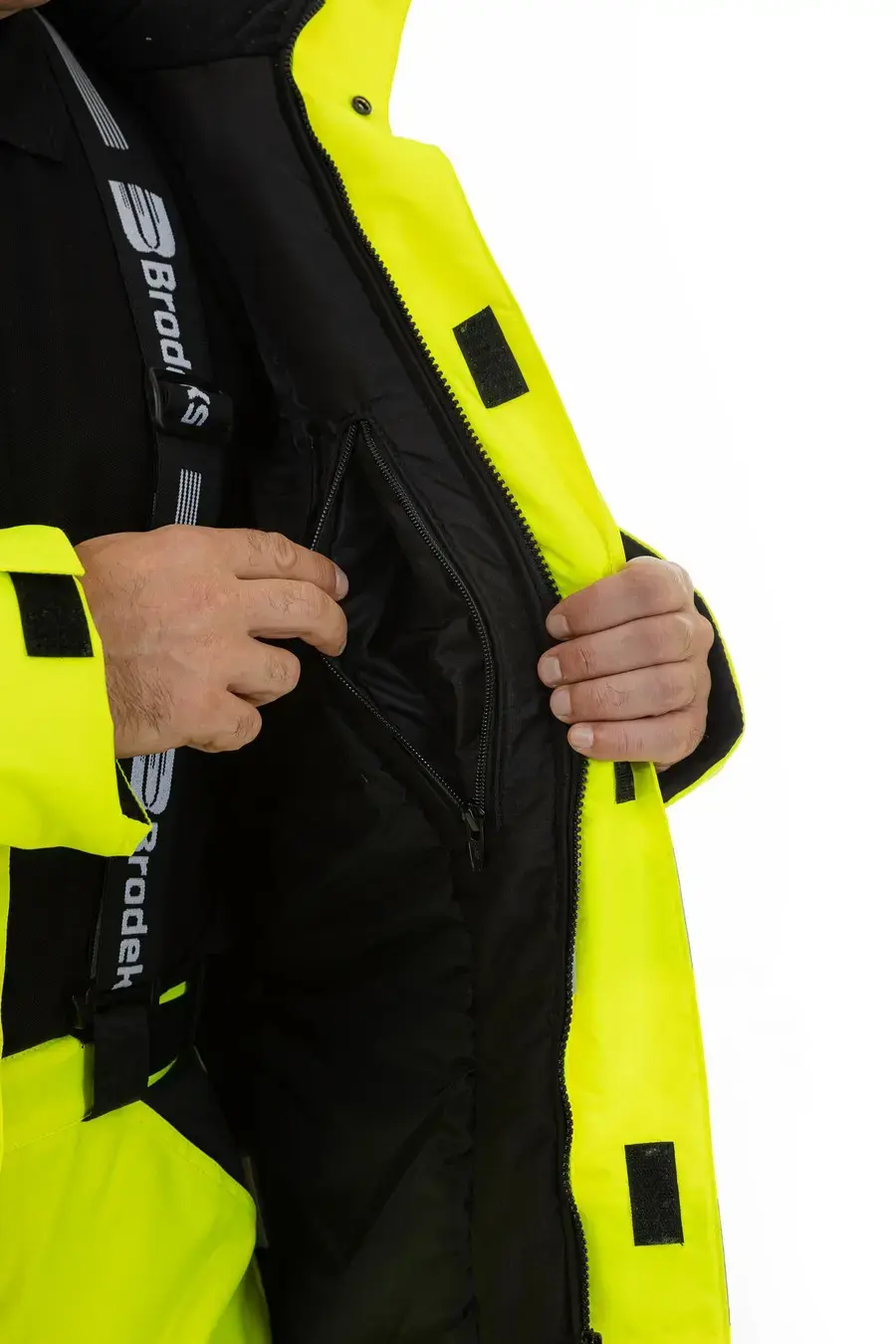 Зимняя сигнальная куртка-парка BRODEKS KW220, желтый/черный