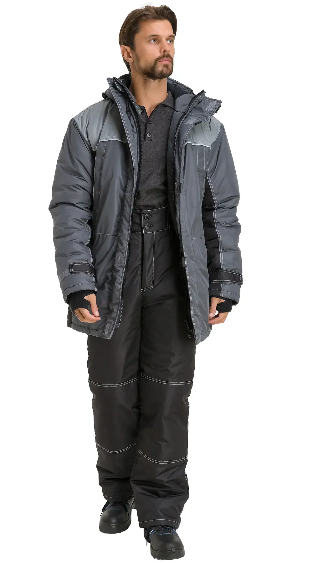 Куртка рабочая мужская зимняя утепленная RONTA KR930 темно-серая, черная, светло-серая