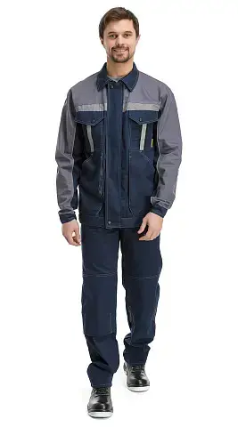 Костюм рабочий мужской летний RONTA KS804 с брюками темно-синий, серый Костюм рабочий мужской летний RONTA KS804 с брюками темно-синий, серый