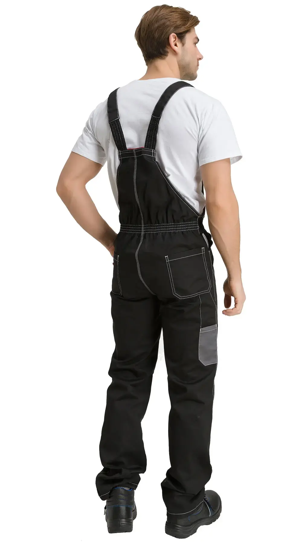 Костюм рабочий мужской летний RONTA KS212 с полукомбинезоном черный, темно-серый