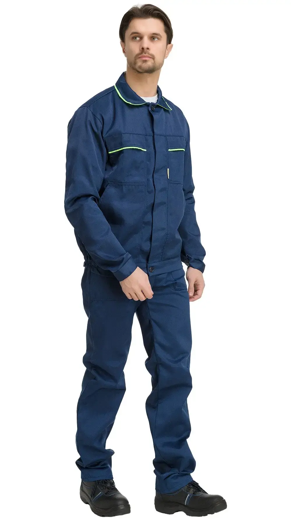 Костюм рабочий мужской летний RONTA KS621 с брюками темно-синий, лаймовый