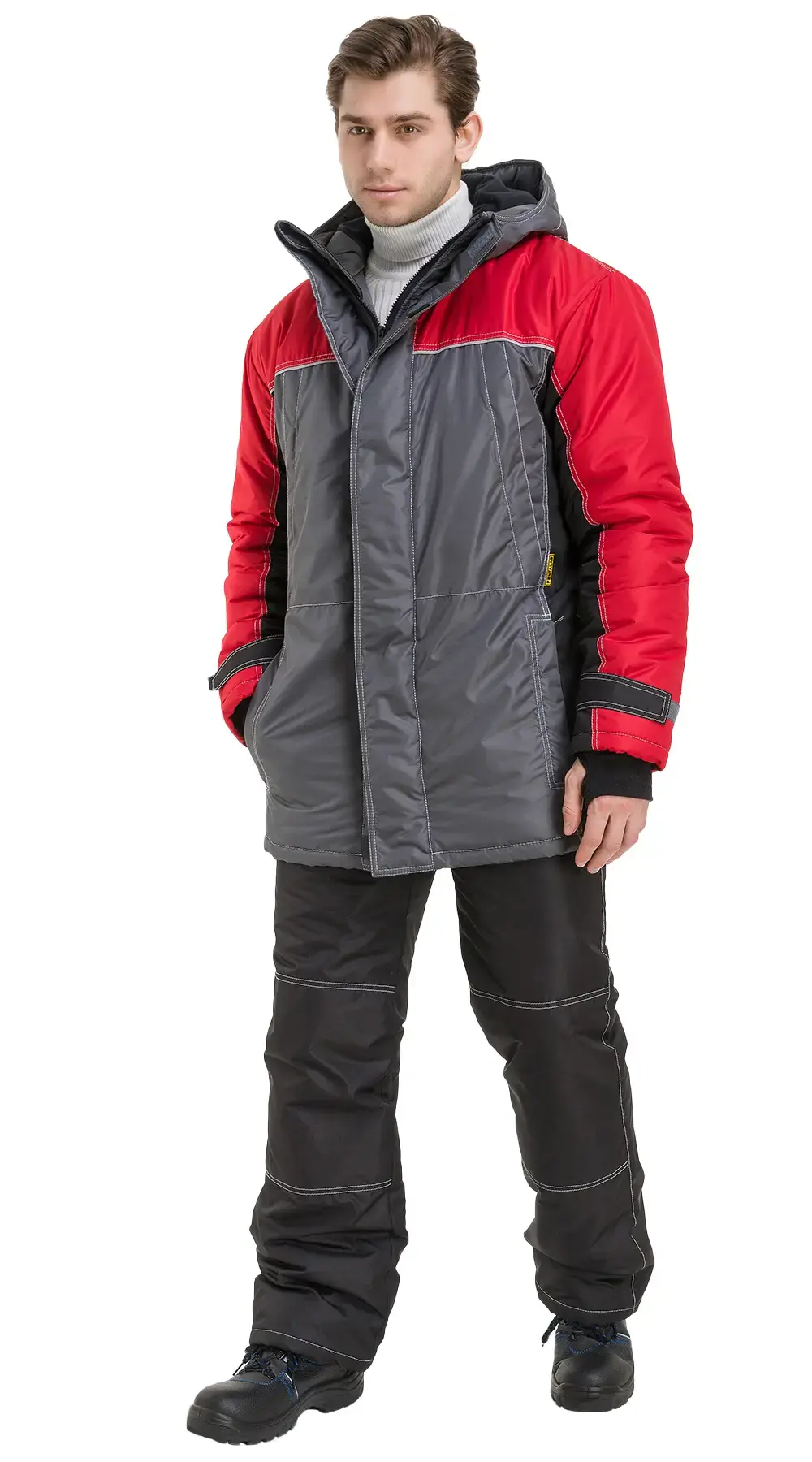 Куртка рабочая мужская зимняя утепленная RONTA KR930 темно-серая, черная, красная