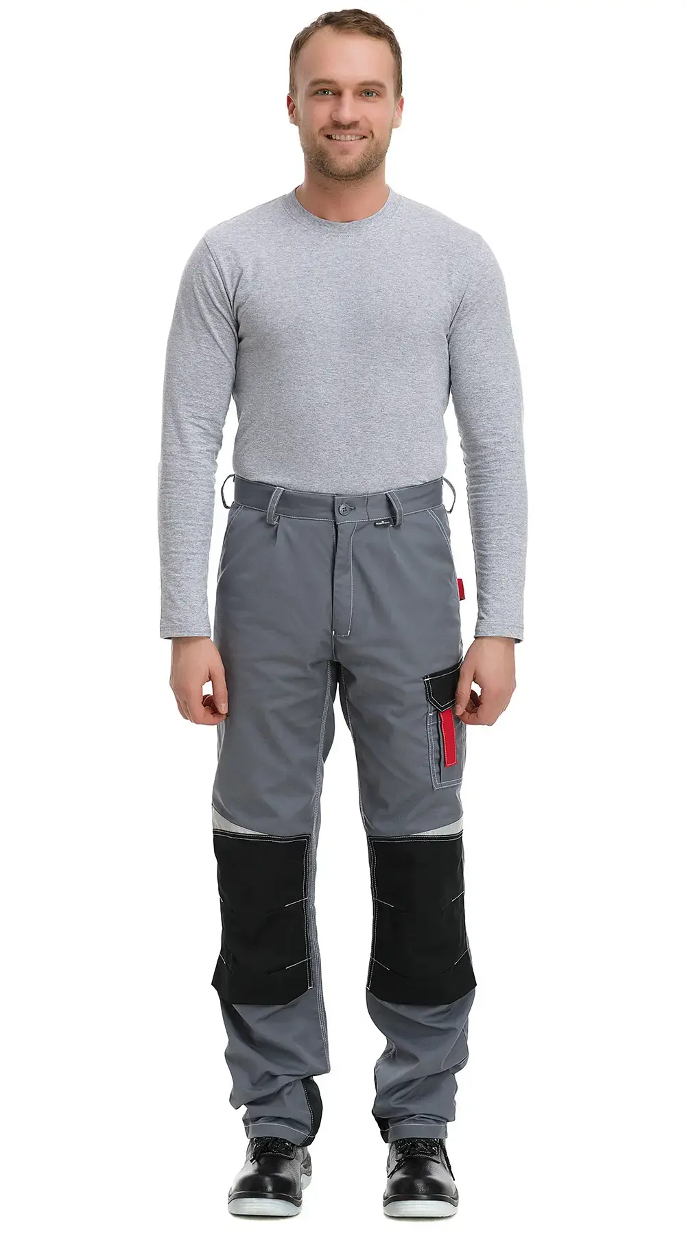 Брюки рабочие мужские летние Техноавиа "Мегаполис" светло-серые, черные, красные