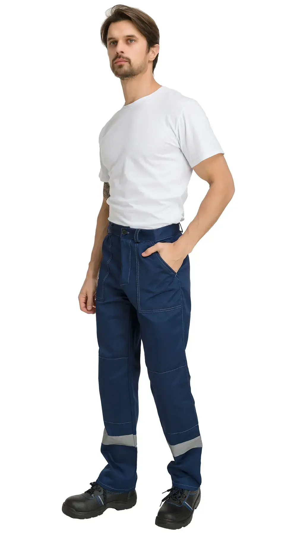 Костюм рабочий мужской летний RONTA KS801 с брюками темно-синий, васильковый