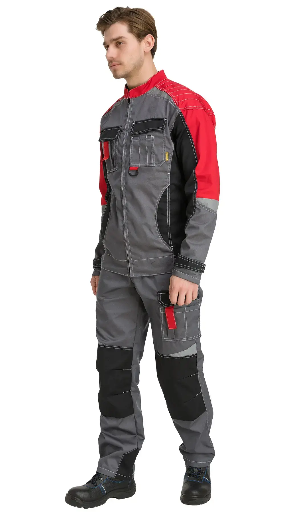 Костюм рабочий мужской летний RONTA KS206 с брюками темно-серый, черный, красный