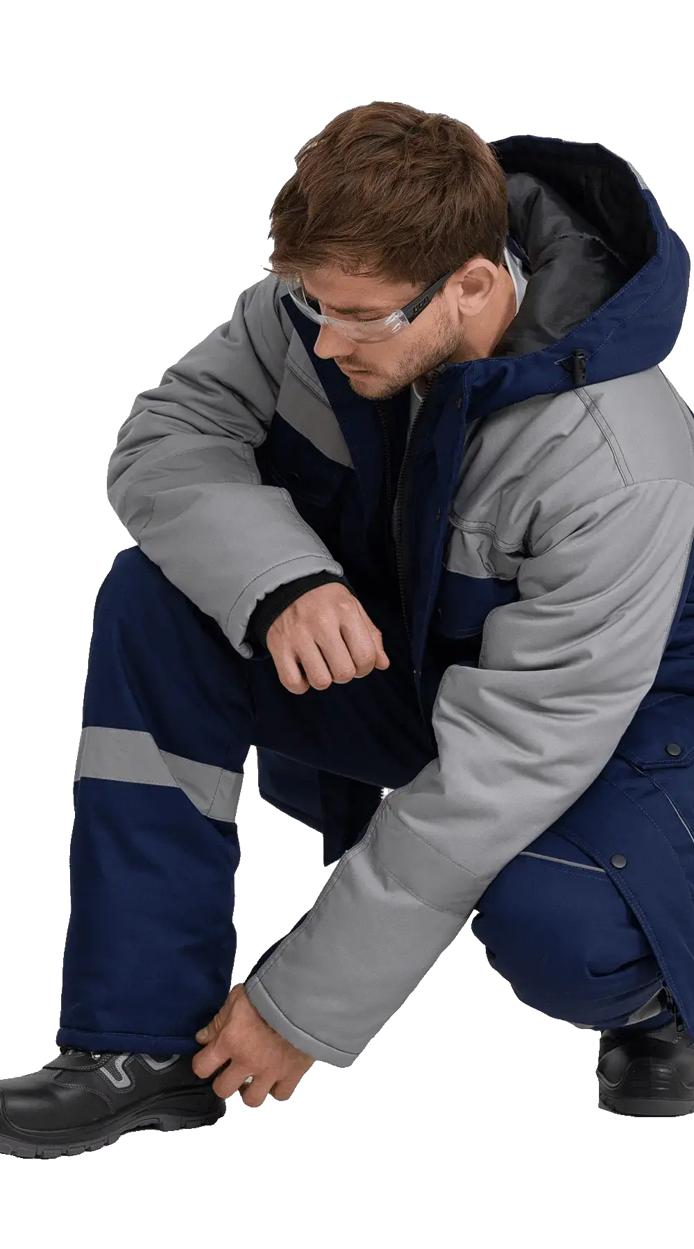 Костюм рабочий мужской утепленный зимний RONTA KS580 с полукомбинезом утепленный т.синий, св.серый