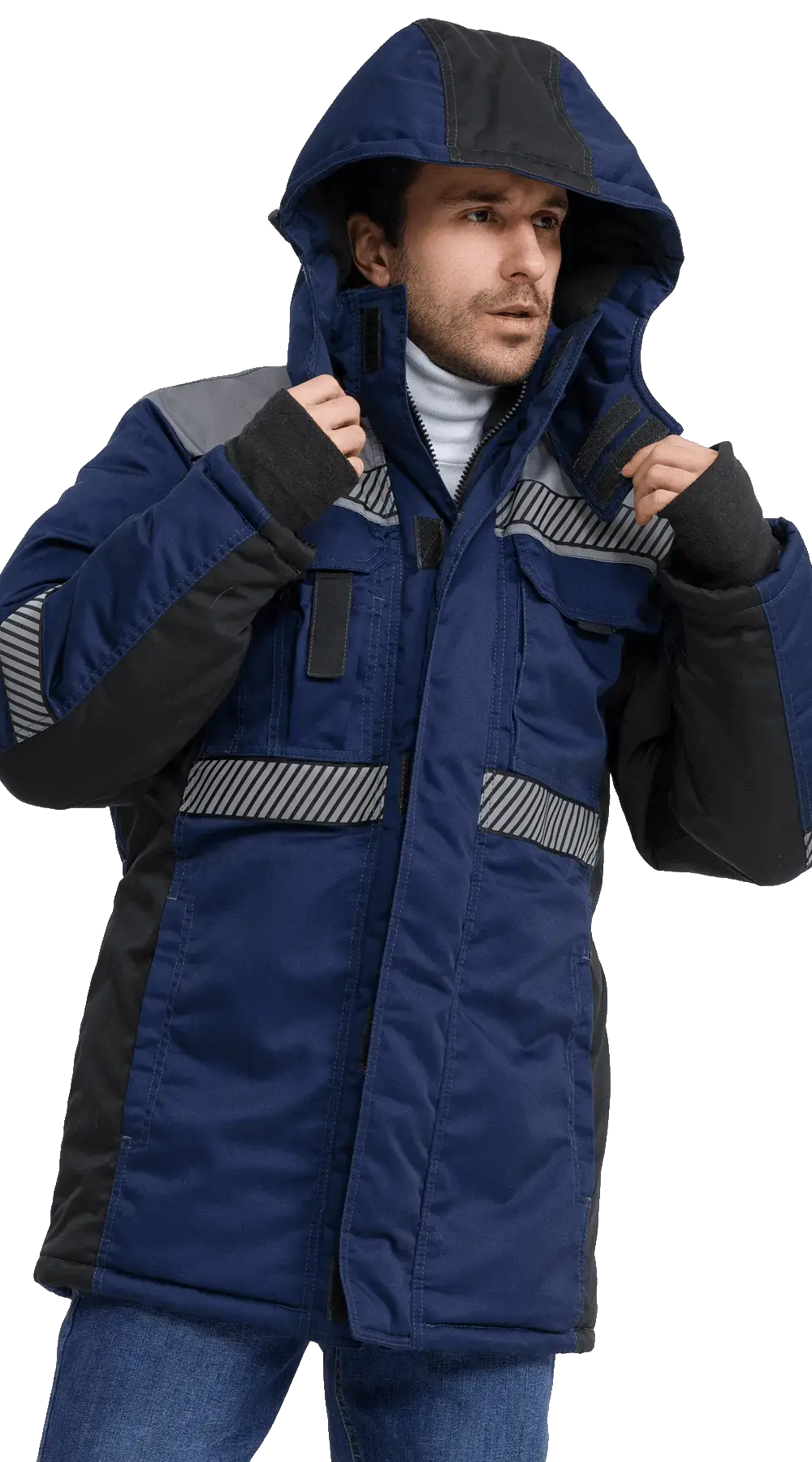 Куртка рабочая мужская зимняя утепленная RONTA KR585 с СОП темно-синяя, черная, серая