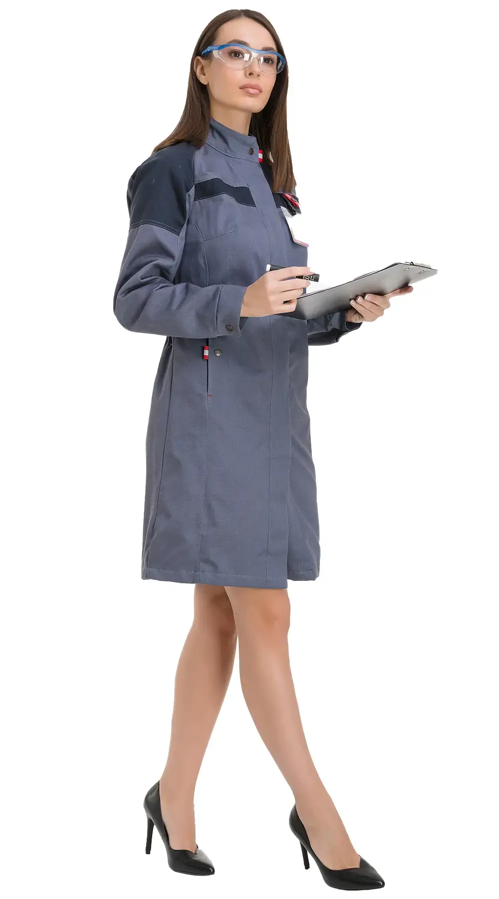 Халат женский летний "Леди Технолог" (светло-серый/темно-серый)