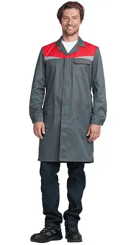 Халат рабочий мужской летний RONTA HL541 темно-серый, красный Халат рабочий мужской летний RONTA HL541 темно-серый, красный