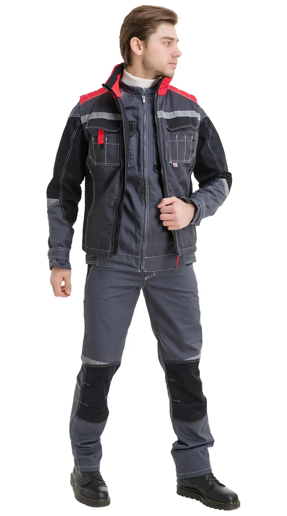 Жилет рабочий мужской утепленный зимний RONTA JT1002 темно-серый, красный, черный