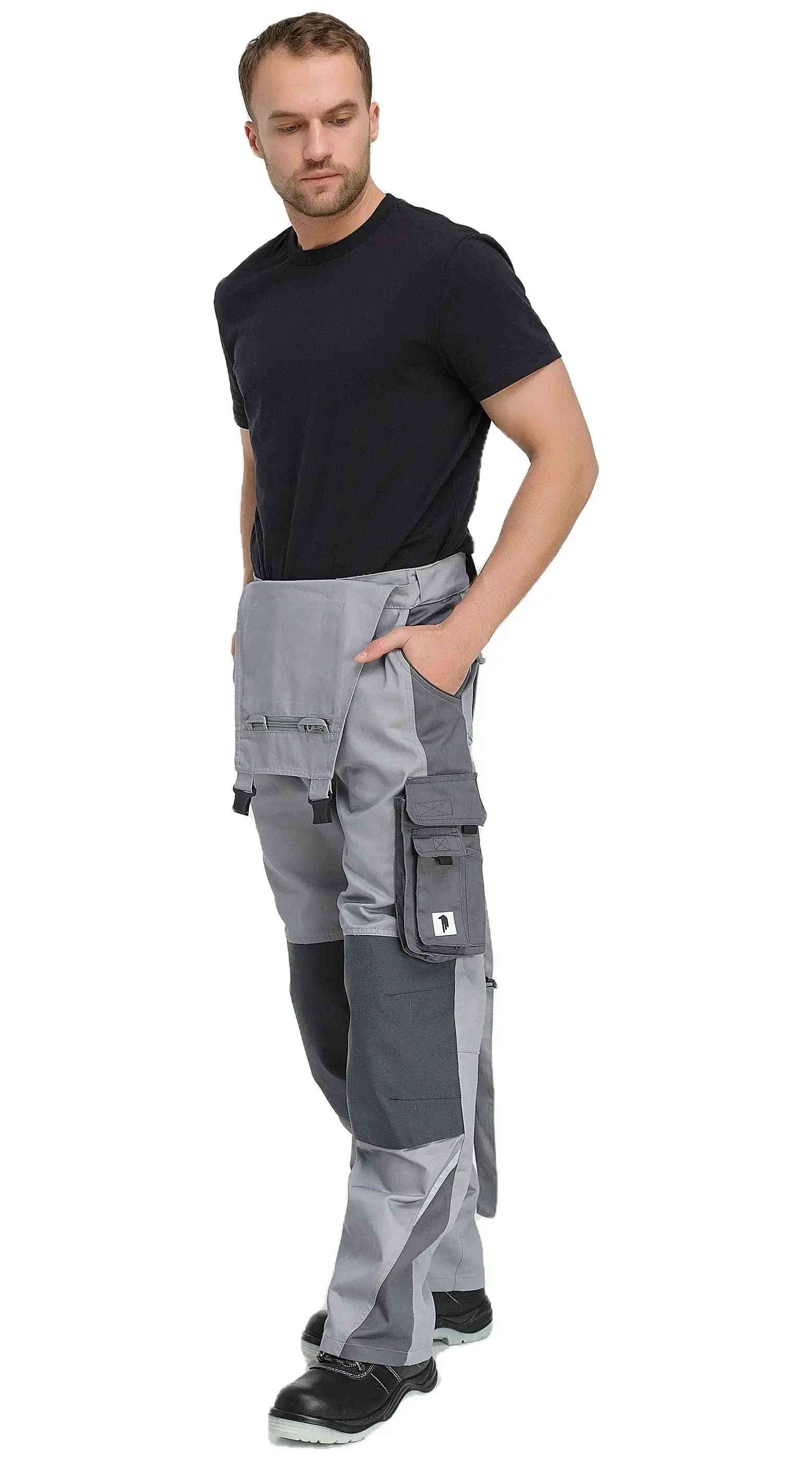 Полукомбинезон рабочий мужской летний RONTA PL2020 светло-серый, темно-серый