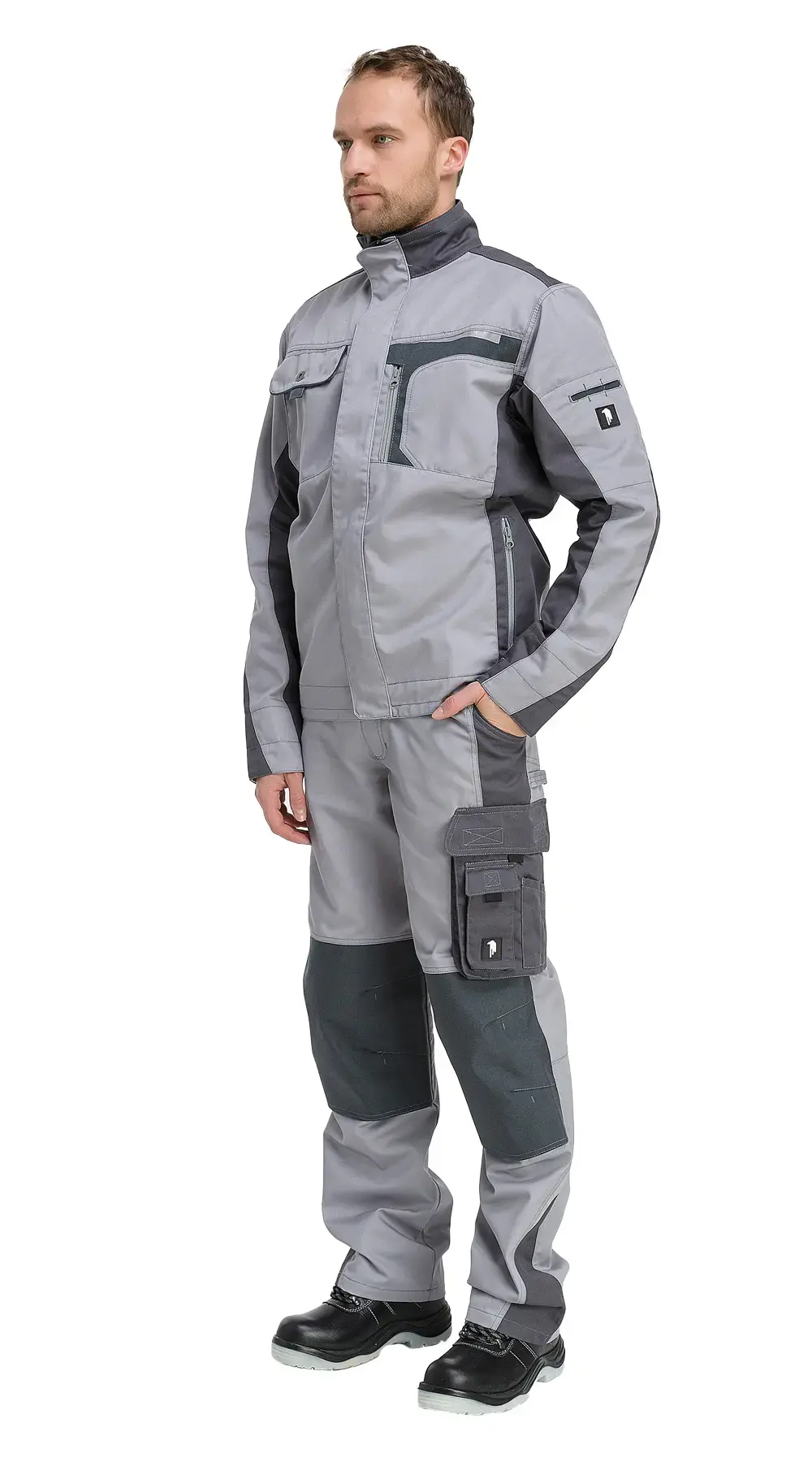 Костюм рабочий мужской летний RONTA KS2020 с брюками темно-серый, светло-серый
